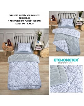 ETE HOMETEX TEK KİŞİLİK LÜX WELSOFT YORGAN SETİ ZEBRA GRİ 155X215CM 8696474231935